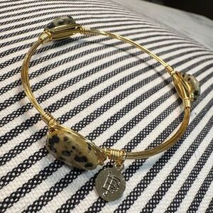 Bourbon and Bowties Bracelet Gold Size L Taupe with Black Spots Stone